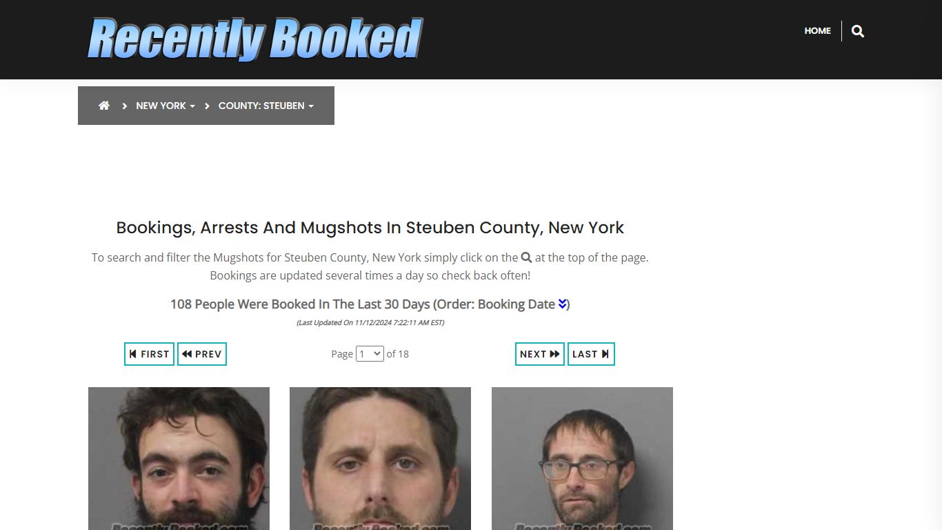 Bookings, Arrests and Mugshots in Steuben County, New York