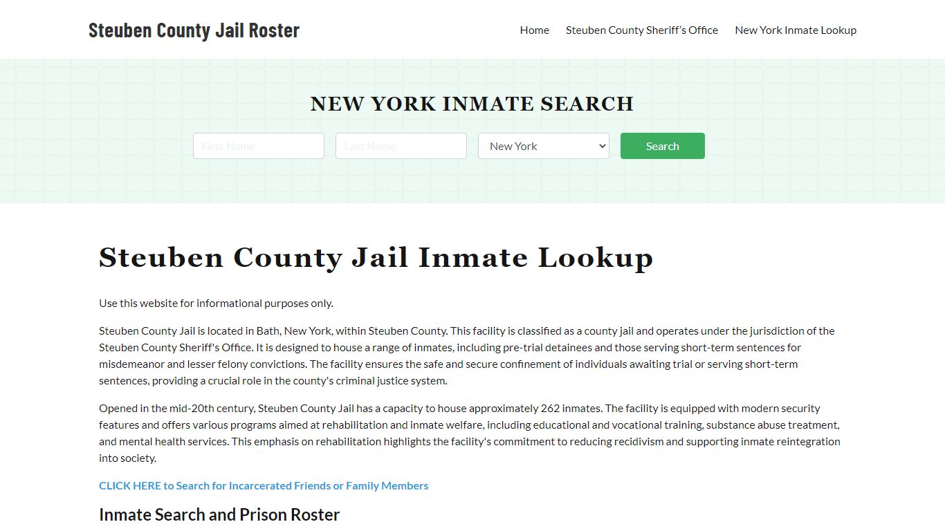 Steuben County Jail Roster Lookup, NY, Inmate Search